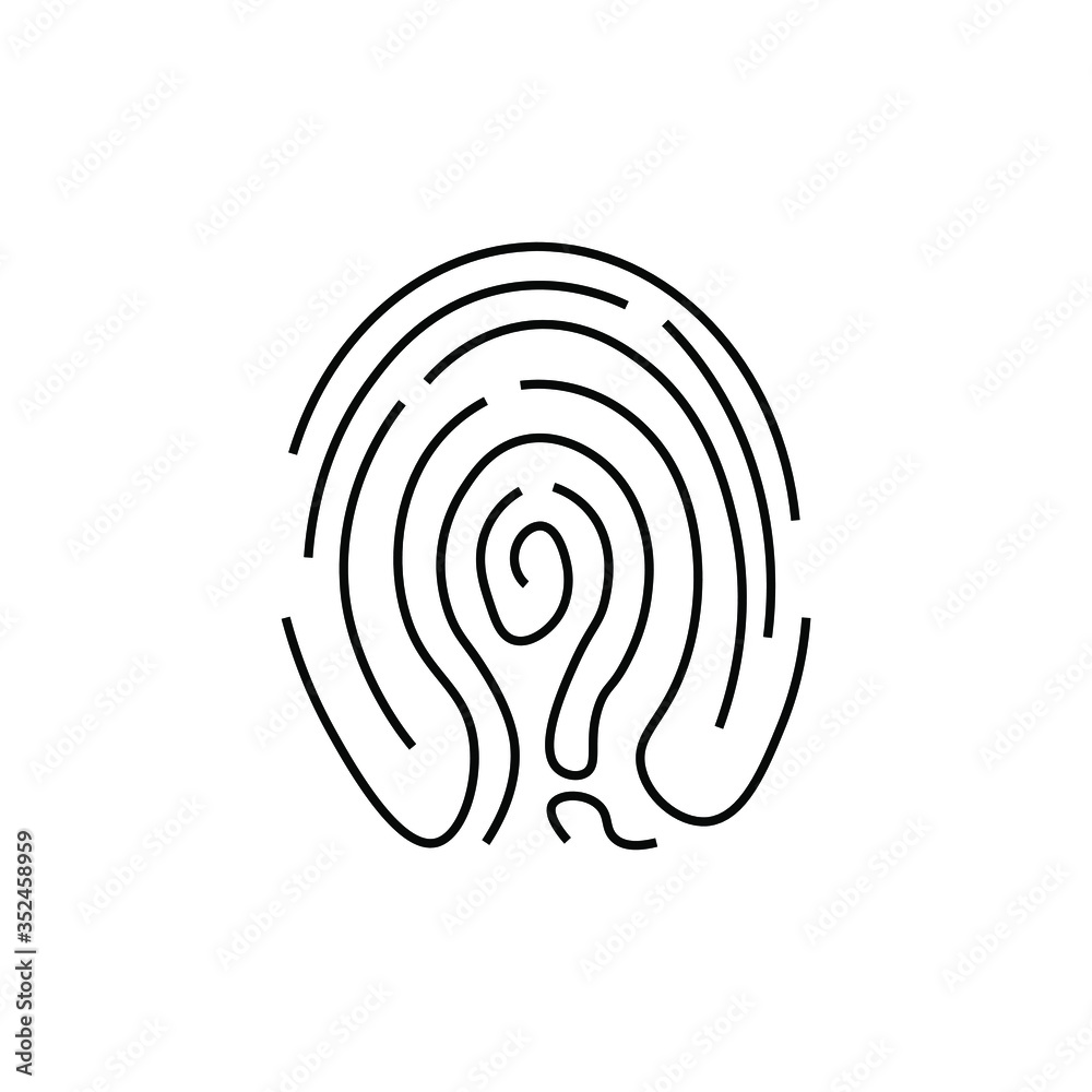 Black and white flat fingerprint icon for devices and applications. Black and white flat fingerprint icon for devices and applications.