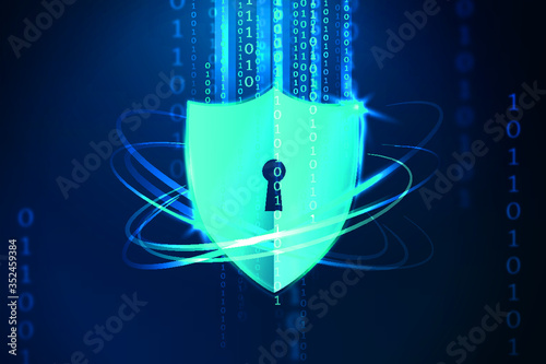 Futuristic lock shield protection vector