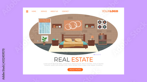 Flat design concept on business real estate start theme. Vector illustration mock-up for website and mobile page. Landing template.