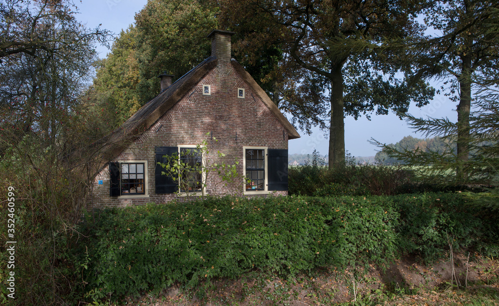 Lane structure and Historic colony house. Fall.Koloniewoning. Maatschappij van Weldadigheid Frederiksoord Drenthe Netherlands