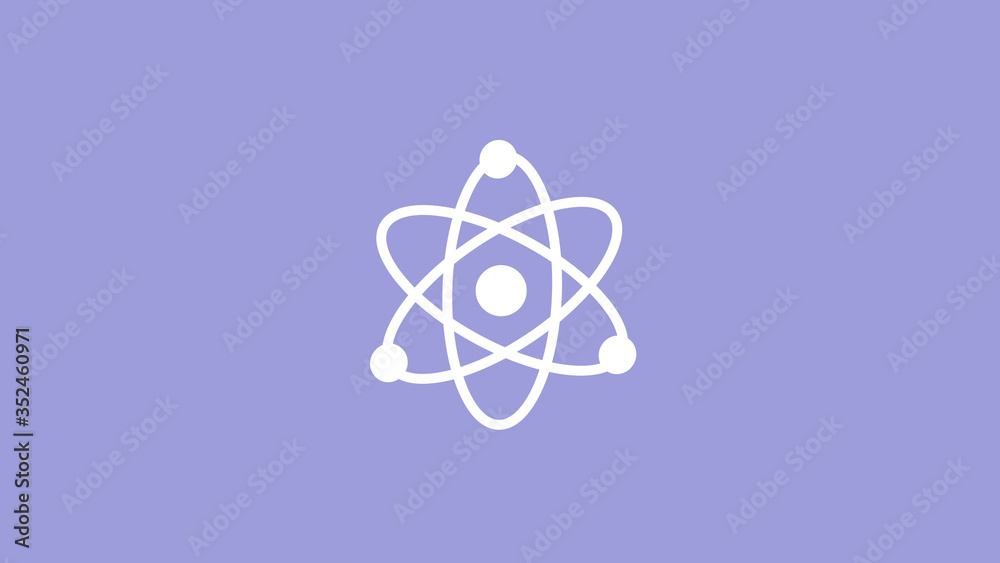 New white atom icon on blue light background,science icon New white atom icon on blue light background,science icon