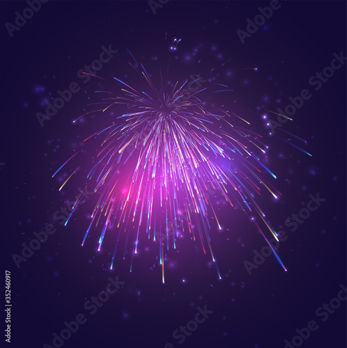 multicolored vector fireworks, explosion of joy in the sky