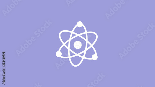 New white atom icon on blue light background,science icon © MSH