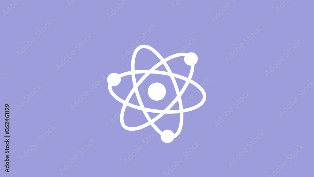 New white atom icon on blue light background,science icon New white atom icon on blue light background,science icon
