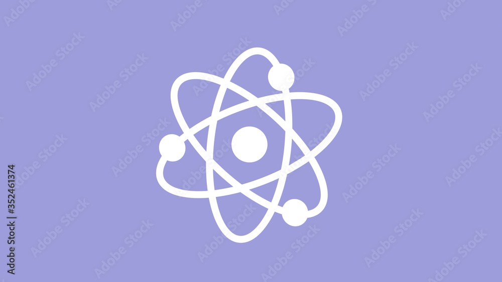 New white atom icon on blue light background,science icon New white atom icon on blue light background,science icon