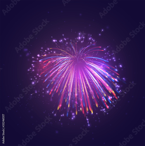 multicolored vector fireworks, explosion of joy in the sky