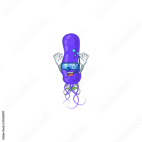 cartoon drawing concept of blue spirila wearing cool Diving glasses ready to swim