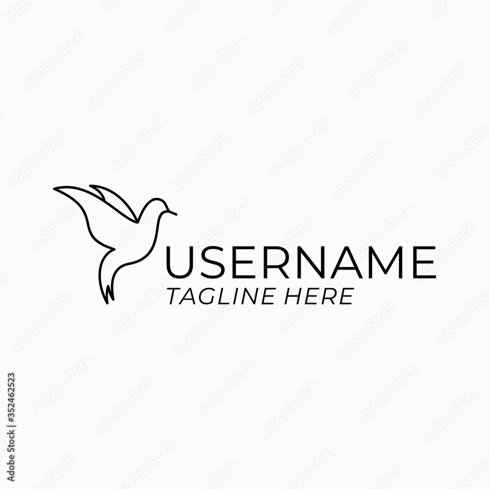 Flying bird logo design with minimalist monoline style. Flying bird logo design with minimalist monoline style.