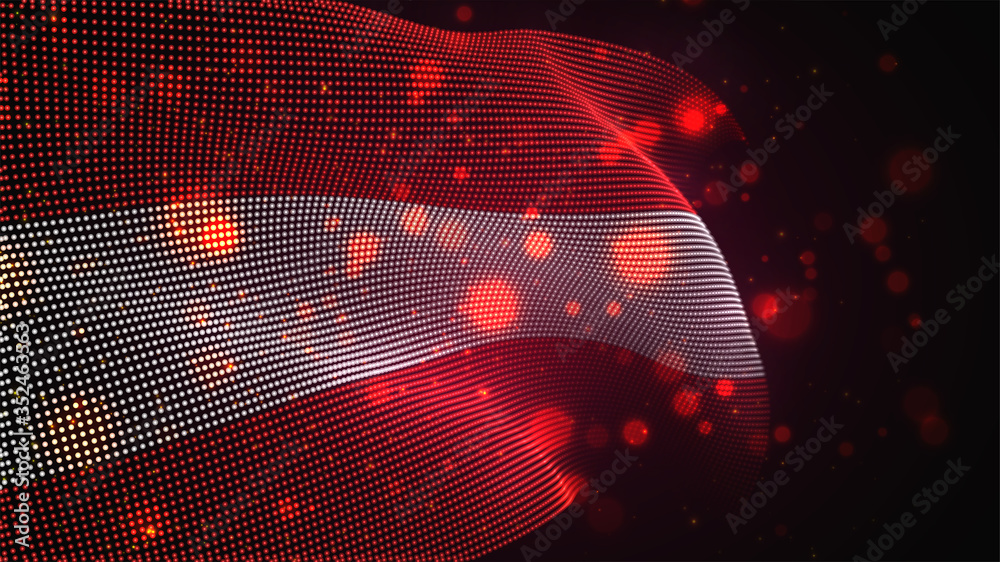 Fototapeta premium Vector bright glowing country flag of abstract dots. Austria