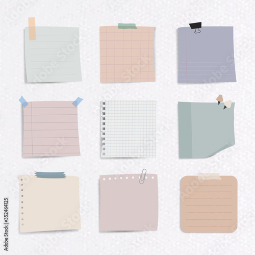 Set of notepaper on textured paper background vector