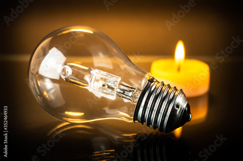 Halogen bulb and candle.