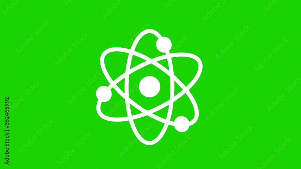 Amazing white atom icon on green background,New atom icon Amazing white atom icon on green background,New atom icon