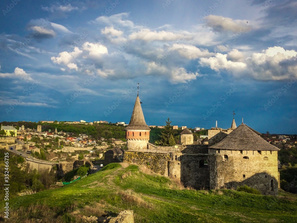 Castle in Kamianets-Podilskyi in aipril,