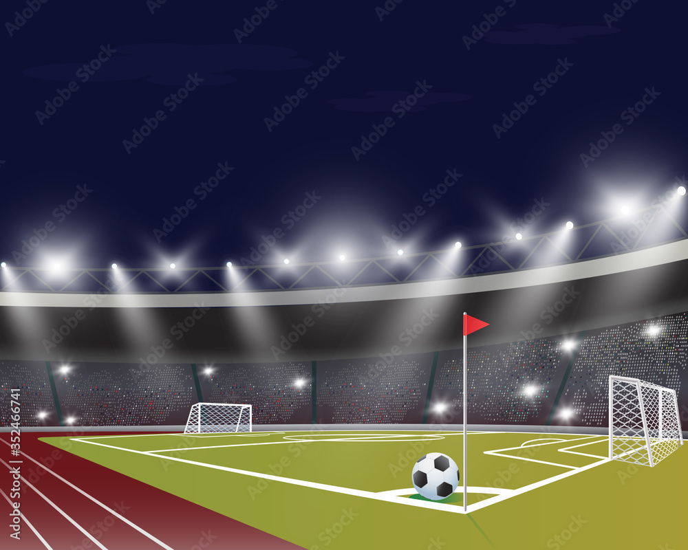 Vector soccer background with realistic net and lighting
