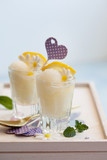 Summer dessert lemon sorbet in a glass