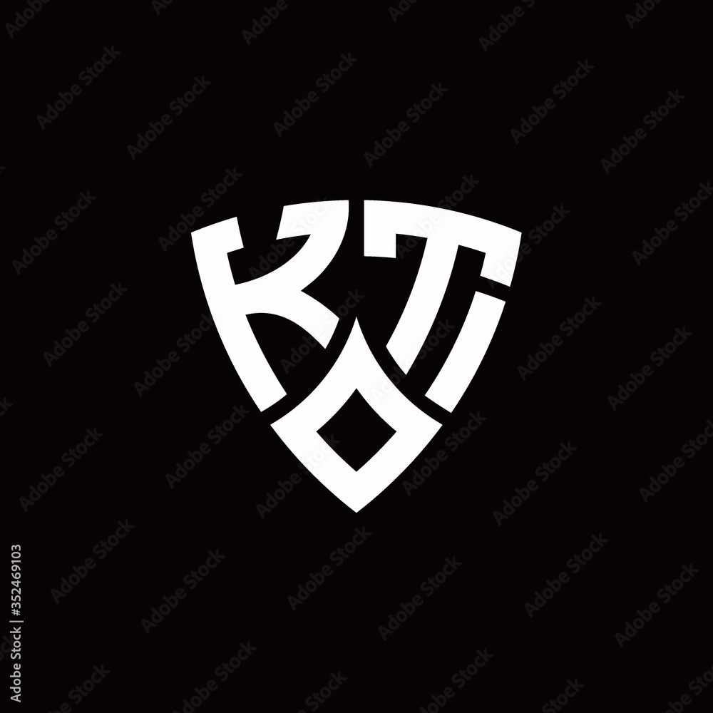 KT monogram logo with modern shield style design template KT monogram logo with modern shield style design template