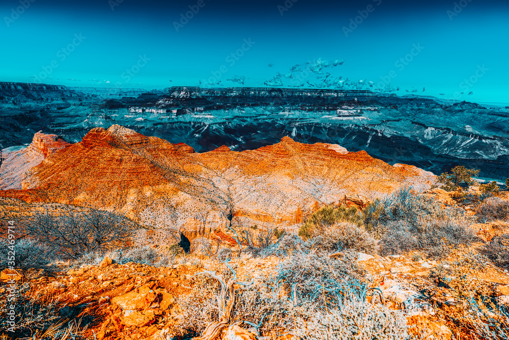 Amazing natural geological formation - Grand Canyon in Arizona, Southern Rim.