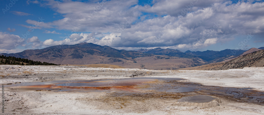 Yellowstone pools with ashes Yellowstone pools with ashes