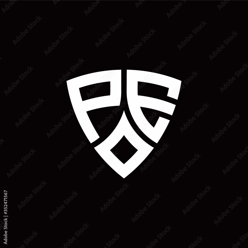 PE monogram logo with modern shield style design template PE monogram logo with modern shield style design template