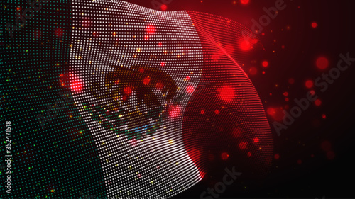 Vector bright glowing country flag of abstract dots.  Mexico