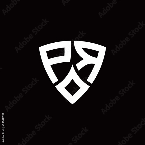 PR monogram logo with modern shield style design template