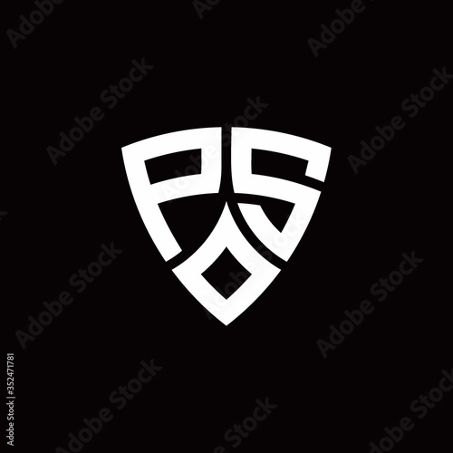 PS monogram logo with modern shield style design template