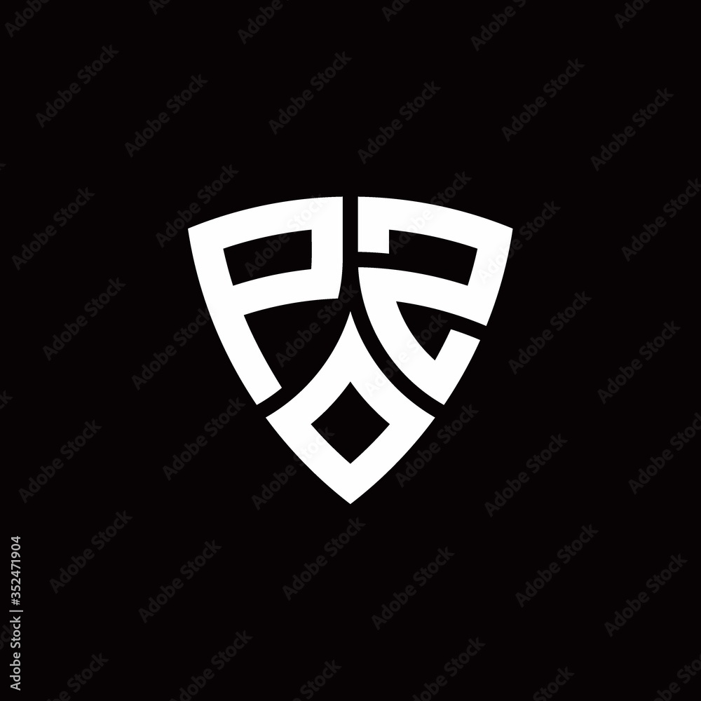 PZ monogram logo with modern shield style design template PZ monogram logo with modern shield style design template