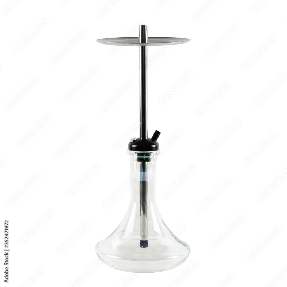 Hookah with a glass flask. Isolated on a white background.