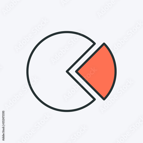 Pie chart icon. Vector illustration of pie diagram. Two-part diagram infographics element. Can be used as a logo, icon or infographic chart symbol