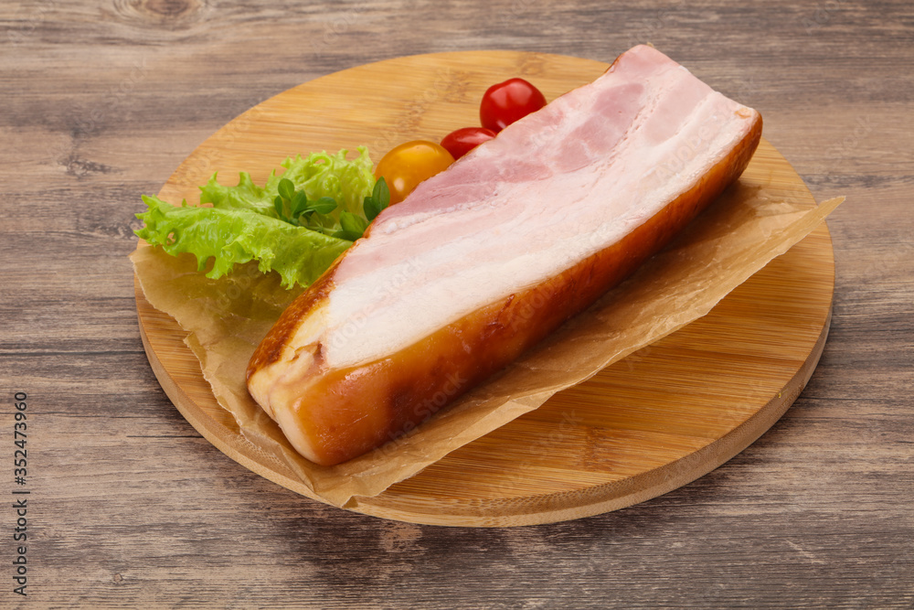 Smoked pork breast with salad leaves Smoked pork breast with salad leaves