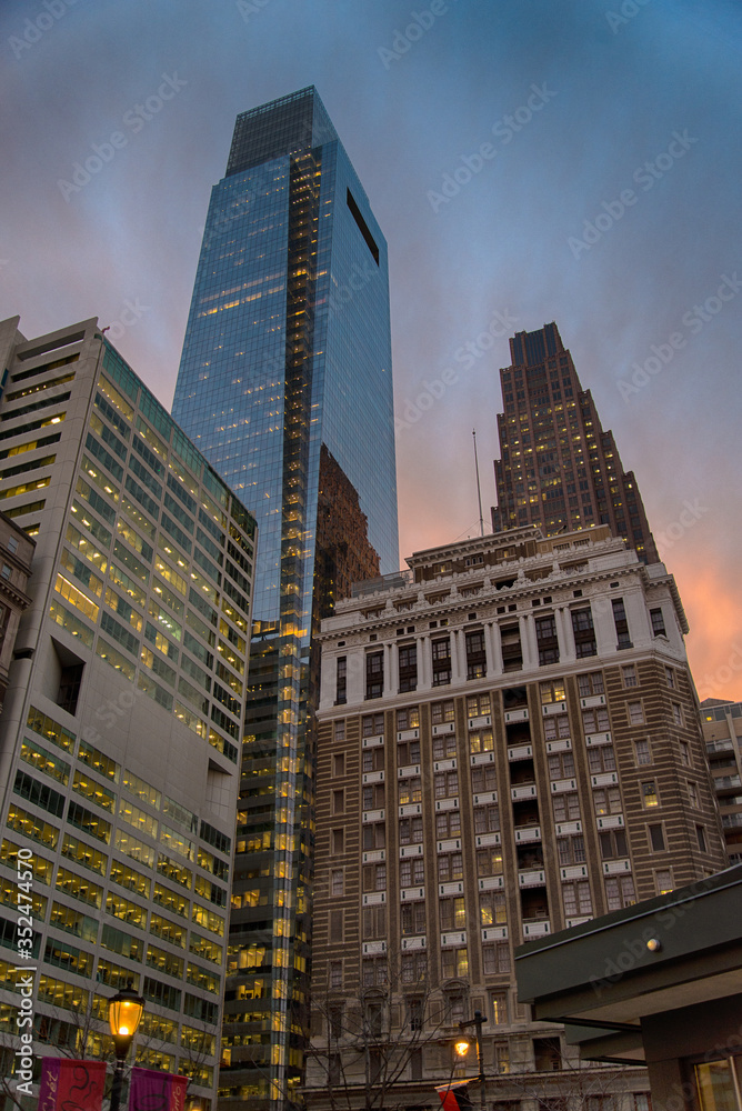 Comcast Center building in Philadelphia. As of 2012 the 297m tall skyscraper is the tallest building in Philadelphia and 15th tallest in the US.