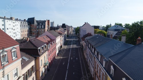 Wallpaper Mural Aerial drone shot of the city of Colmar in Alsace France. Quiet street during summer with blue sky. Empty Street. Torontodigital.ca