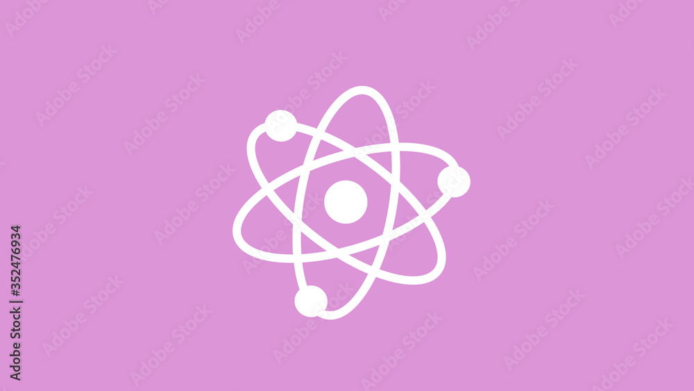 Fototapeta premium White atom icon on pink light background,best atom icon