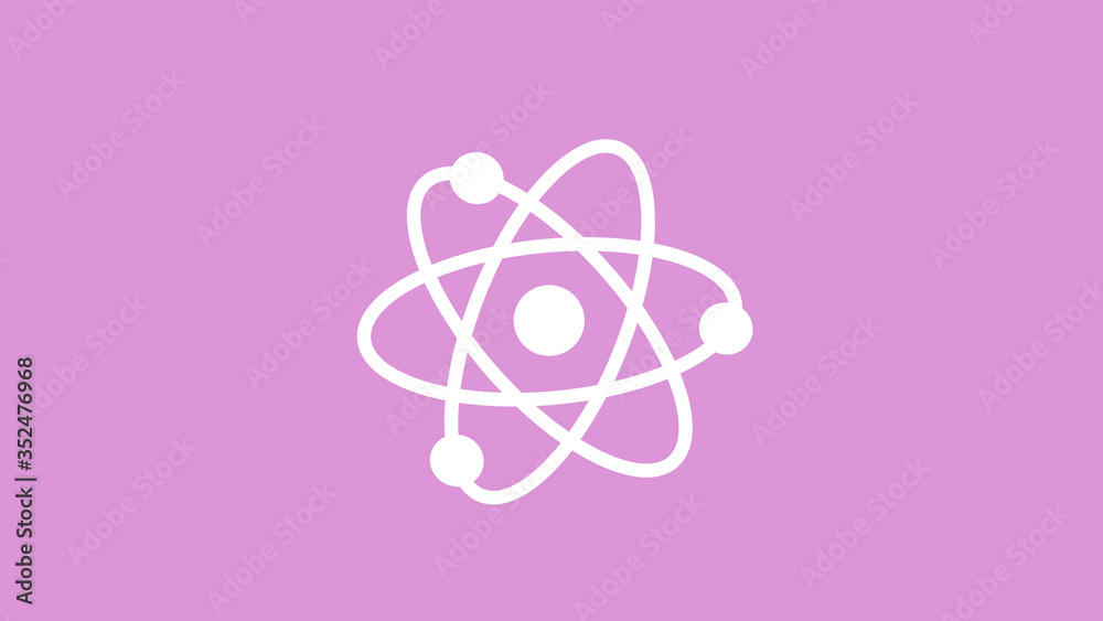 Fototapeta premium White atom icon on pink light background,best atom icon