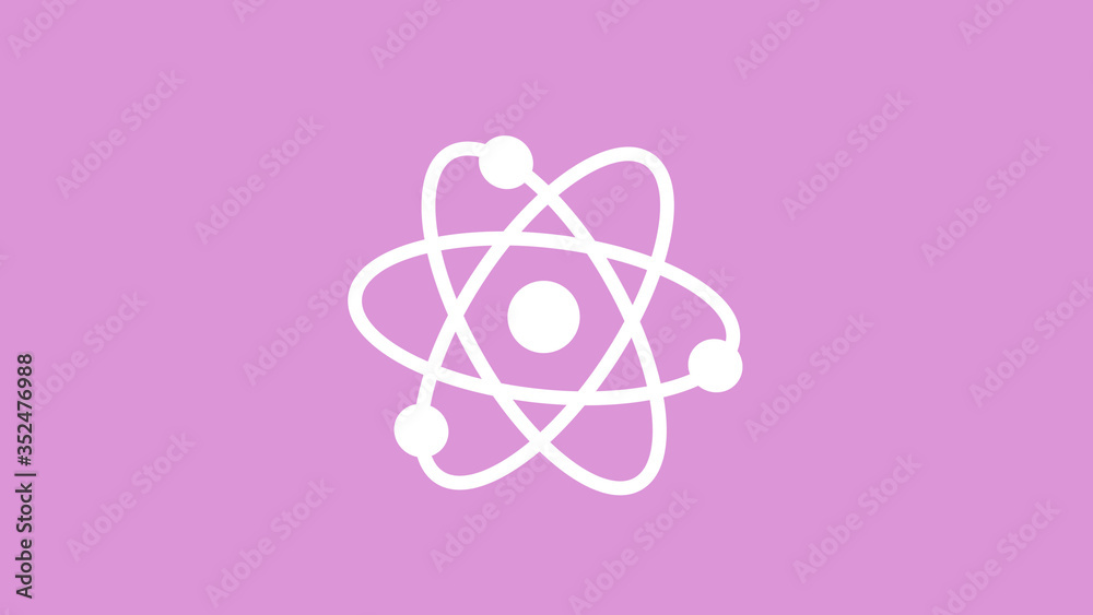 Fototapeta premium White atom icon on pink light background,best atom icon