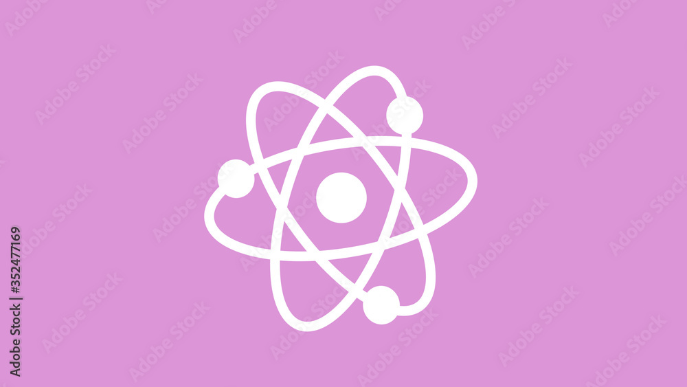 Fototapeta premium White atom icon on pink light background,best atom icon