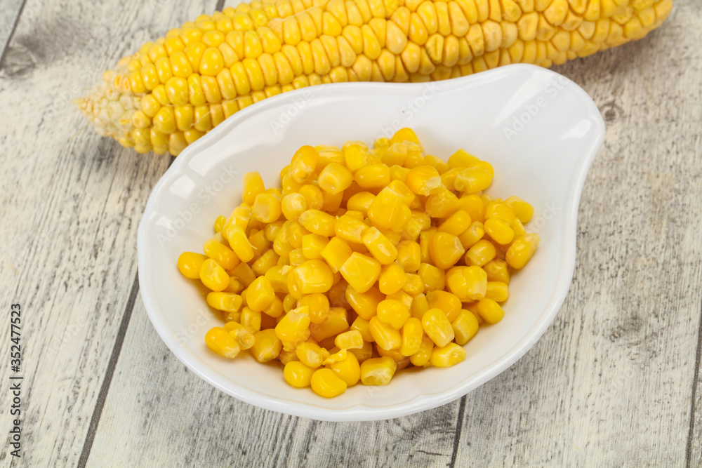Young corn seeds in the bowl Young corn seeds in the bowl