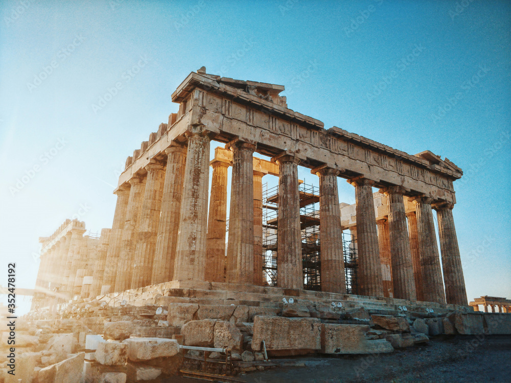 Das Parthenon der Akropolis in Athen, Griechenland als Symbol für Europa und die Demokratie