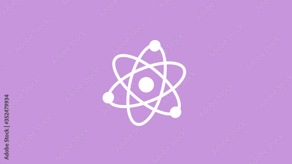 New white atom icon on purple light background,Top atom icon New white atom icon on purple light background,Top atom icon