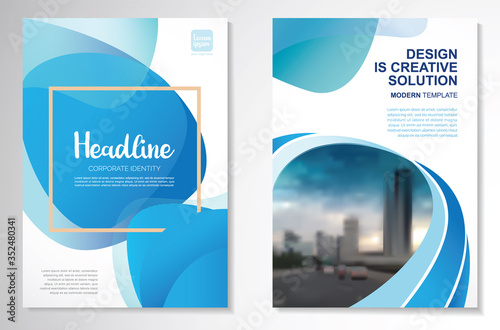 Template vector design for Brochure, Annual Report, Magazine, Poster, Corporate Presentation, Portfolio, Flyer, infographic, layout modern with blue color size A4, Front and back, Easy to use.