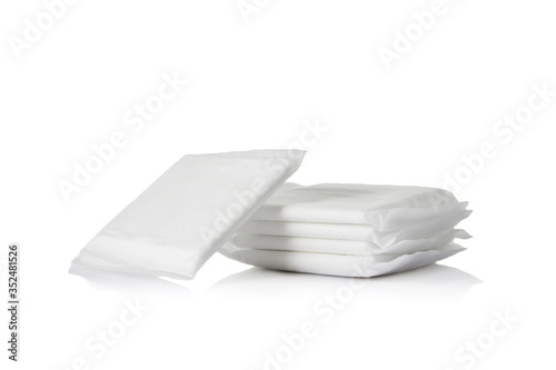 Female menstrual sanitary pads isolated on white background. Feminine hygiene products