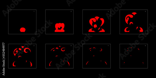 Fire explosion effect. Explosion Animation effect. Animation Sprite sheet for games, cartoon or animation. vector style animation effect 1034.
