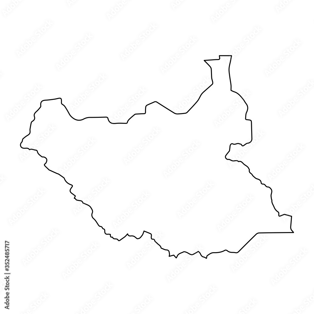 South Sudan map Line Outline country Africa map illustration vector ...