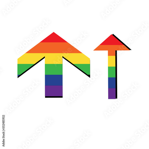 Arrows in the colors of the LGBT flag. Color vector flat illustration