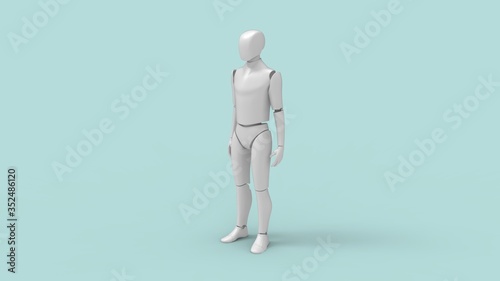 3D rendering of a dummy mannequin robot doll human ai isolated photo