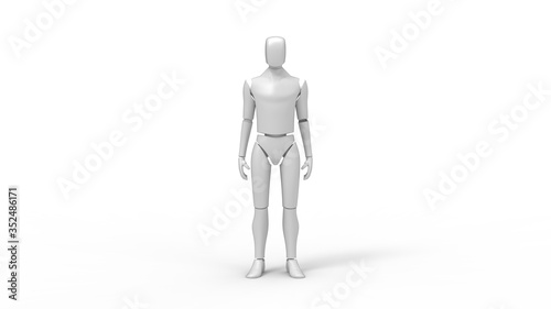 Photos 3D rendering of a dummy mannequin robot doll human ai isolated