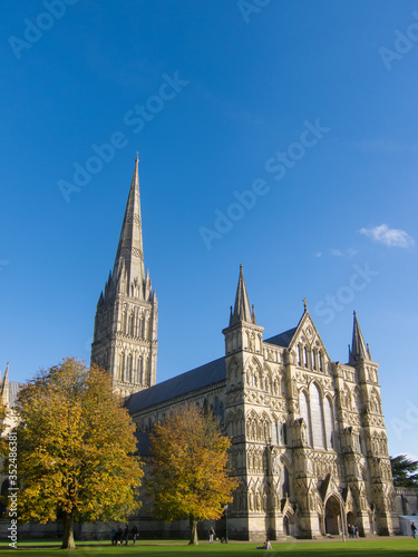 The Salisbury Cathedral with the tallest spire in England