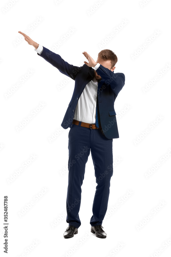 Handsome dancing businessman on white background Handsome dancing businessman on white background