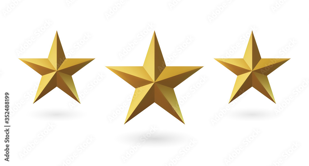 Vector 3d render, isolated gold star on a white background. Golden emblem of victory. Symbol of best and winner. Ranking concept for various places. Vector 3d render, isolated gold star on a white background. Golden emblem of victory. Symbol of best and winner. Ranking concept for various places.