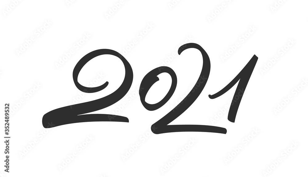 Handwritten brush lettering of 2021. Happy New Year. Chines calligraphy Handwritten brush lettering of 2021. Happy New Year. Chines calligraphy